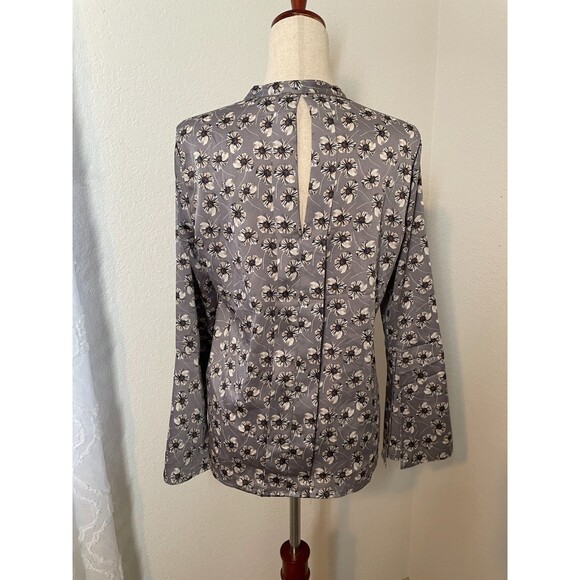 Banana Republic Women Gray Floral Long Sleeve Blouse Size Small Office Career - Picture 2 of 9